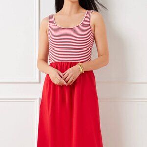 Poplin Stripe Sleeveless Midi Dress